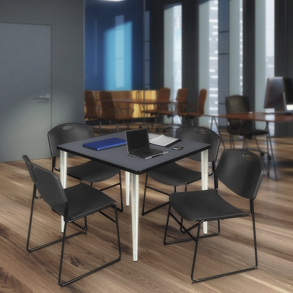 Regency Kahlo Square Table & Chair Sets, 42 W, 42 L, 29 H, Wood, Metal, Polypropylene Top, Grey TPL4242GYCM44BK - main